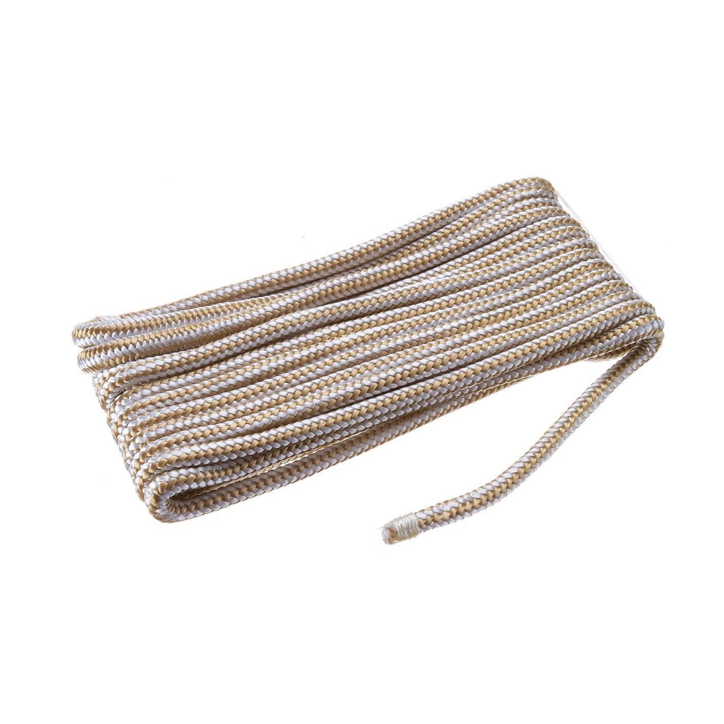Double Braided Nylon Fender Line, Gold/ White, 1/4in x 6ft, 2/PK