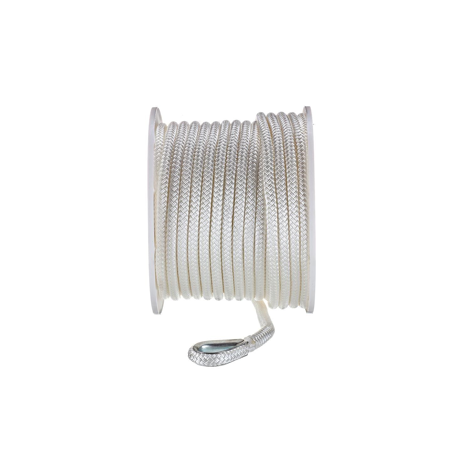 Double Braid Nylon Anchor Line, White, 1/2in x 150ft