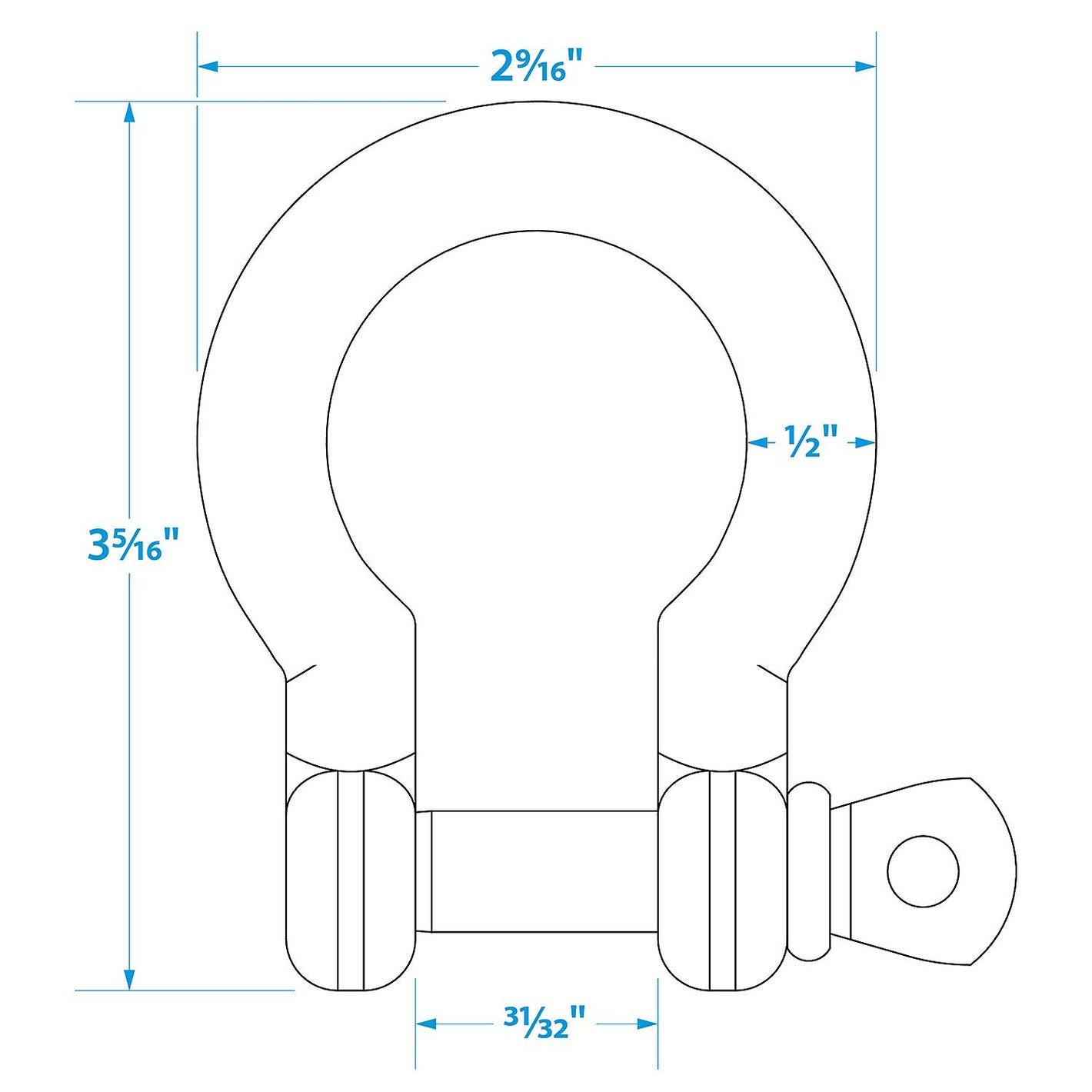 Stainless Steel Anchor Shackle, 1/2in