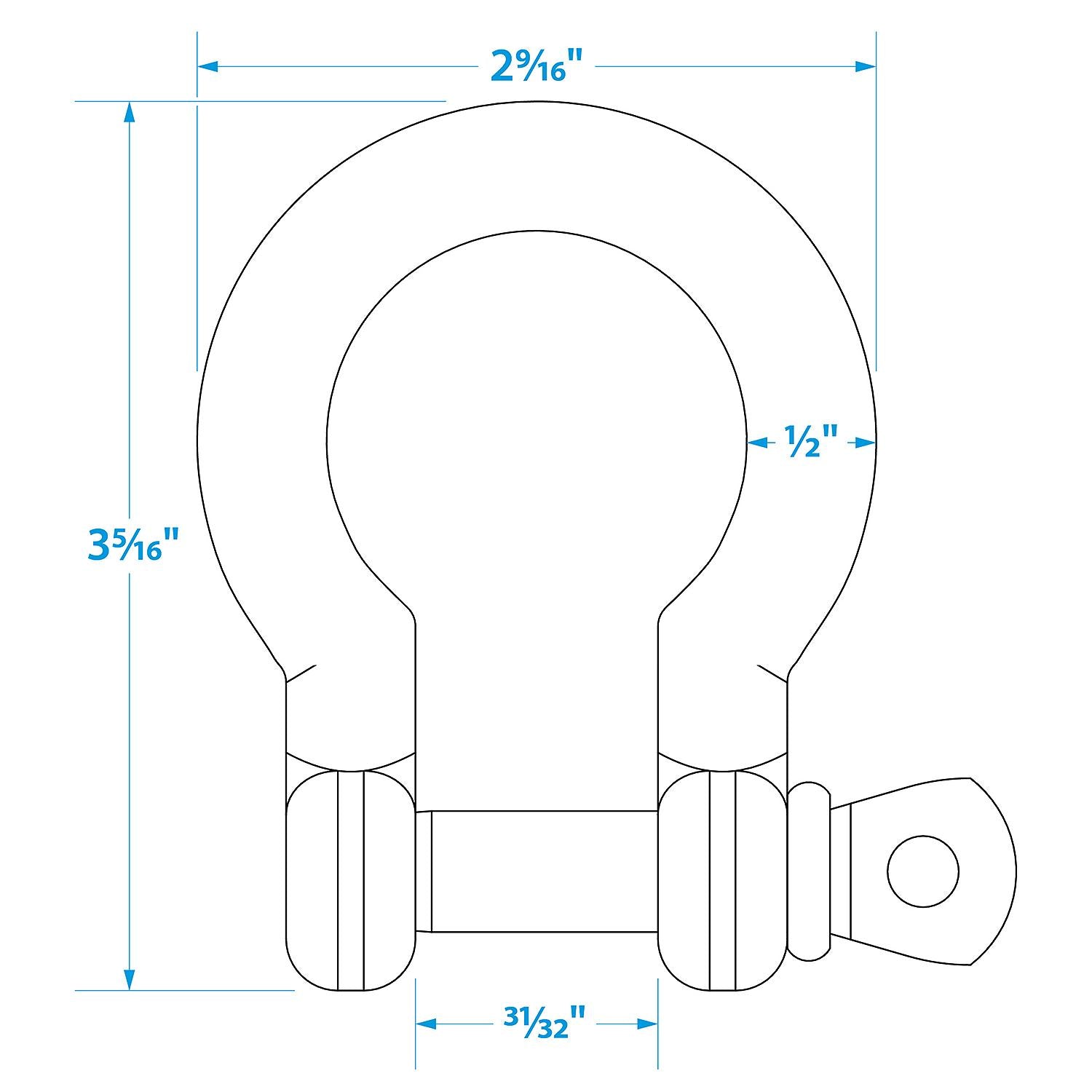Stainless Steel Anchor Shackle, 1/2in