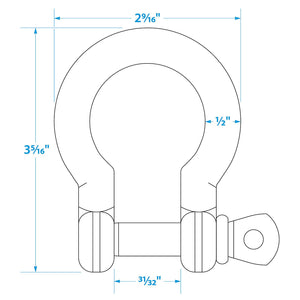 Stainless Steel Anchor Shackle, 1/2in