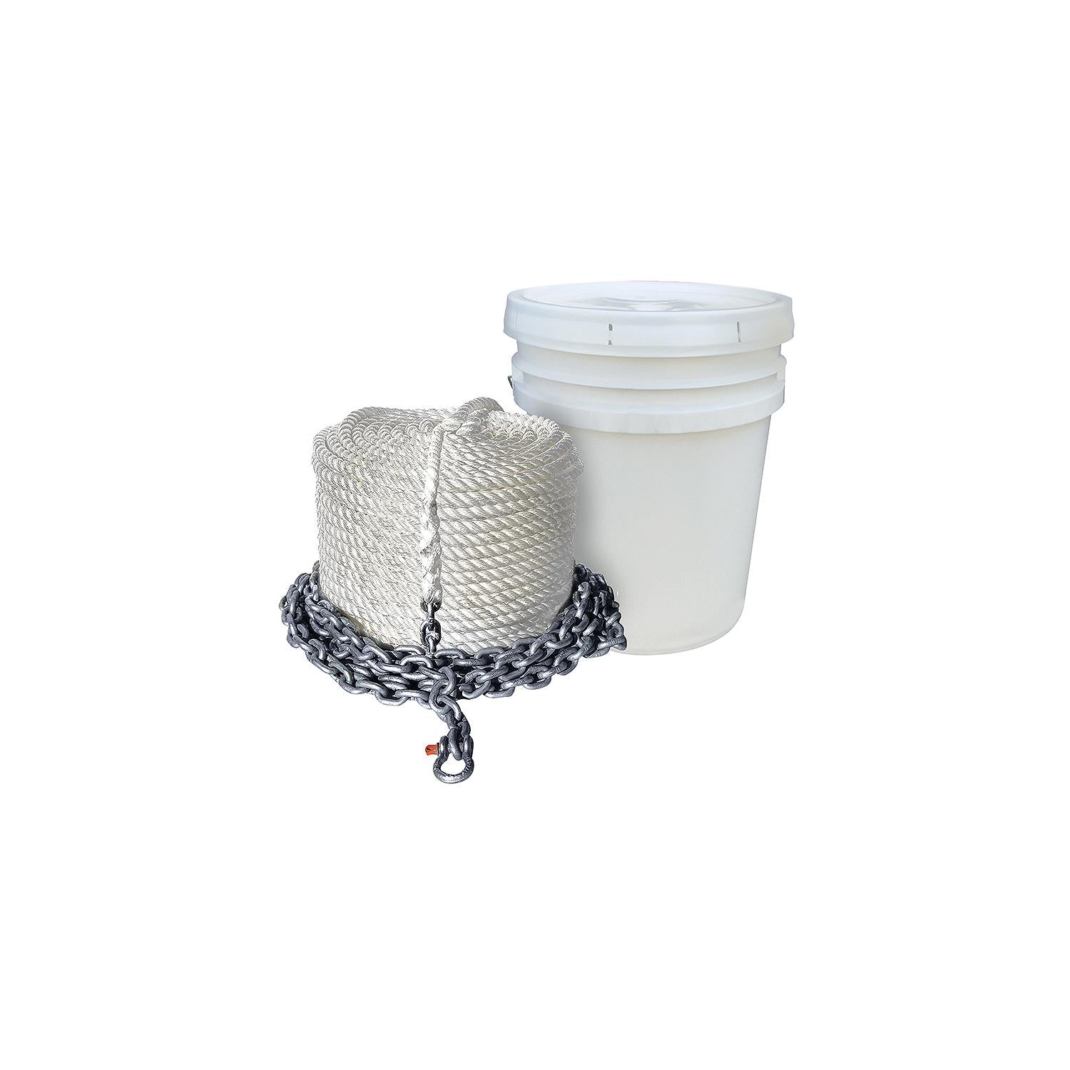 Anchor Rode, 5/8in x 300ft 3-Strand Nylon Rope & 5/16in x 20ft Chain w/ 3/8in Shackle