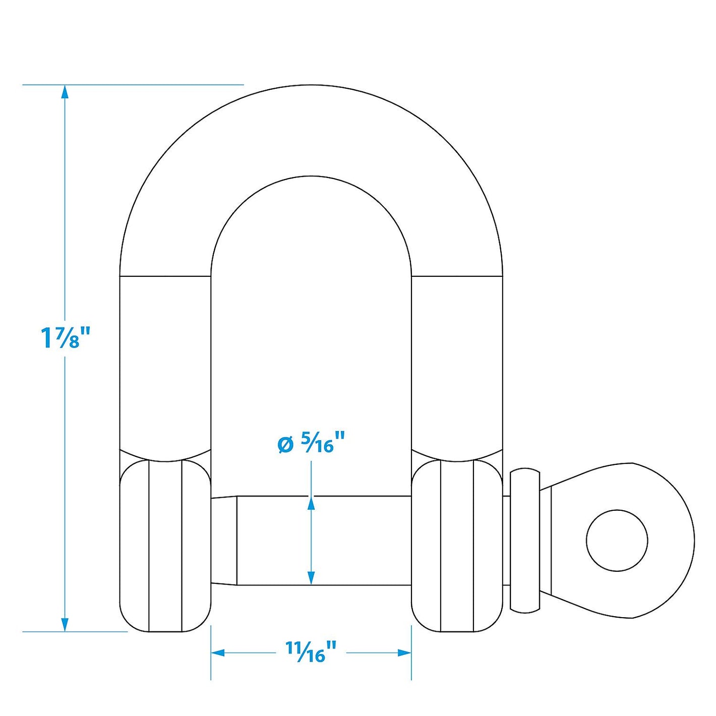 Stainless Steel inDin Anchor Shackle, 5/16in
