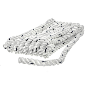 Seachoice Premium 3-Strand Twisted Nylon Dock Line, White With Blue Tracer, 3/8" x 10'
