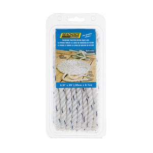 Seachoice Premium 3-Strand Twisted Nylon Dock Line, White With Blue Tracer, 3/8" x 20'