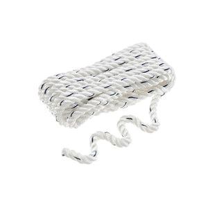 Seachoice Premium 3-Strand Twisted Nylon Dock Line, White With Blue Tracer, 1/2" x 20'