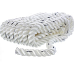 Seachoice Premium 3 Strand Twisted Nylon Dock Line, White With Blue Tracer, 3/4" x 25'