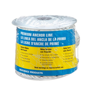 Premium 3-Strand Twisted Nylon Anchor Line
White With Blue Tracer, 3/8" x  50'