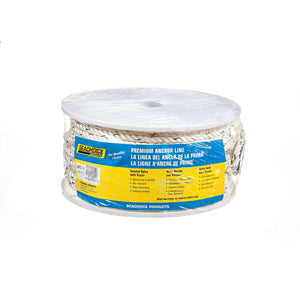 Premium 3-Strand Twisted Nylon Anchor Line
White With Blue Tracer, 3/8" x 200'