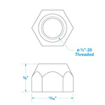 Seachoice Spare Lug Nuts 1/2-20 (5 Per Pack)