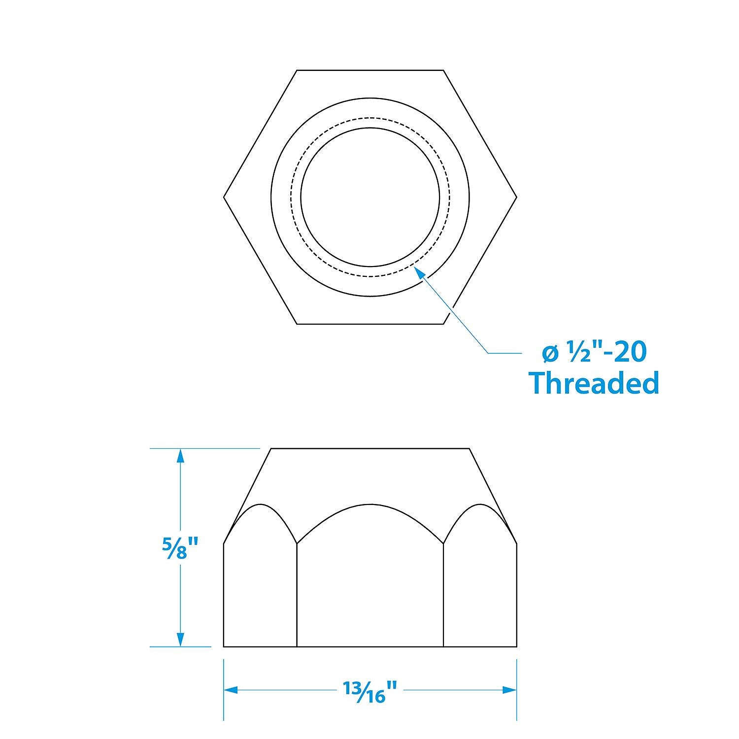 Seachoice Spare Lug Nuts 1/2-20 (5 Per Pack)