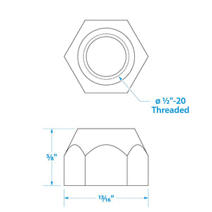 Seachoice Spare Lug Nuts 1/2-20 (5 Per Pack)
