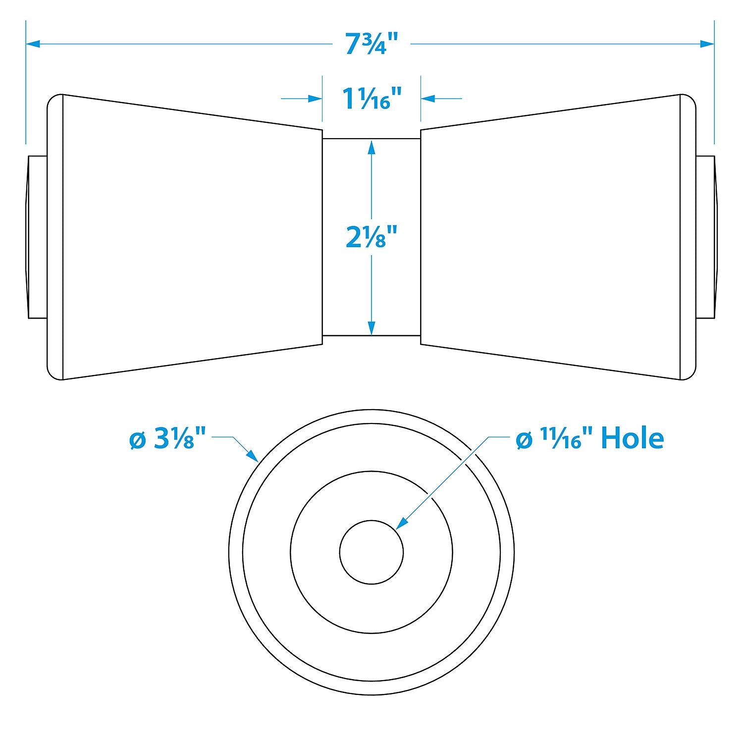 Seachoice Non-Marking TP Yellow Rubber Keel Roller With 5/8" ID Hole
