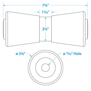 Seachoice Non-Marking TP Yellow Rubber Keel Roller With 5/8" ID Hole