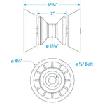 Seachoice Non-Marking TP Yellow Rubber Bow Roller With Bells 1/2" ID