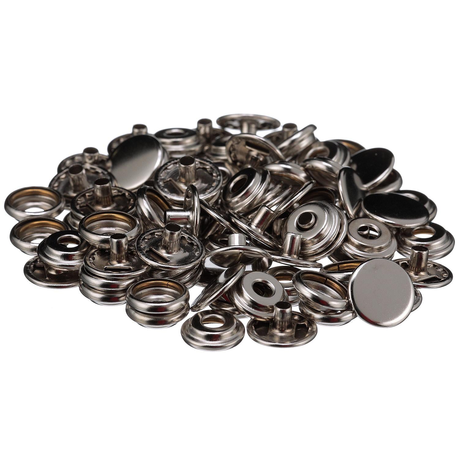 Stainless Steel Button Socket w/ Barrel, 1/4in, 40 Sets