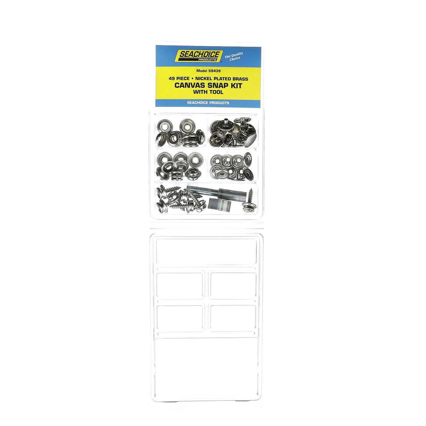 Seachoice 59439 Nickel Plated Brass Canvas Snap Kit With Tool - 48 Piece
