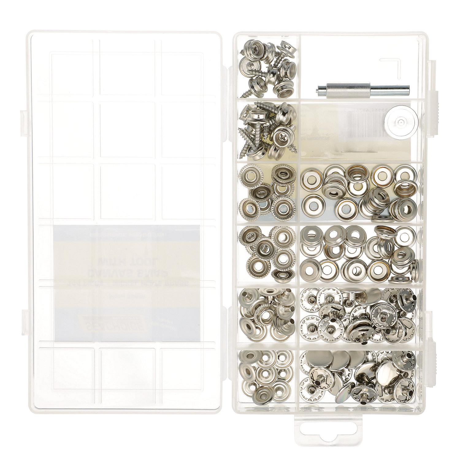 Seachoice 59444 Nickel Plated Brass Canvas Snap Kit With Tool - 144 Piece