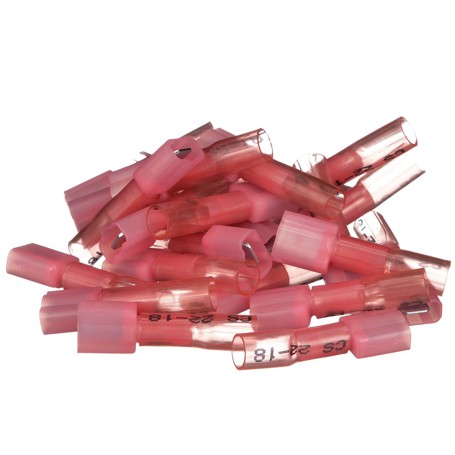 Seachoice 60281 3-to-1 Heat Shrink Insulated Quick Disconnect, 22-18 Ga., 0.250" Male, Red, 25-Pack