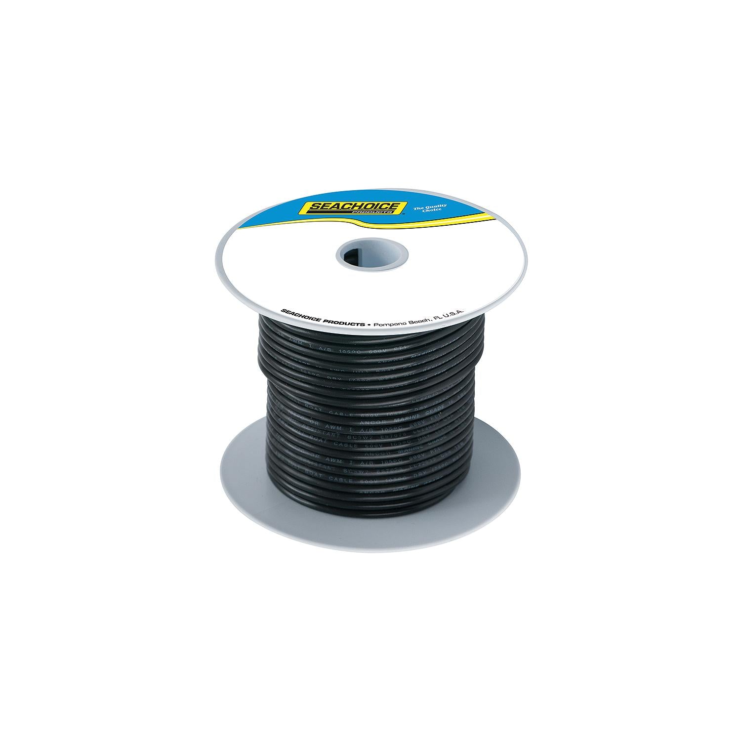 Seachoice 63121 Tinned Copper Marine Wire, 16 AWG, Black, 100'