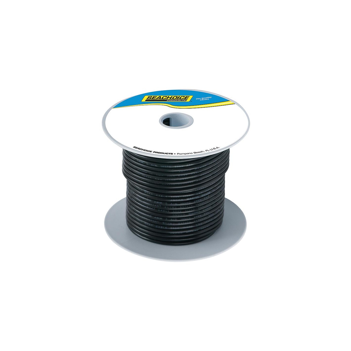 Seachoice 63051 Tinned Copper Marine Wire, 8 AWG, Black, 100'