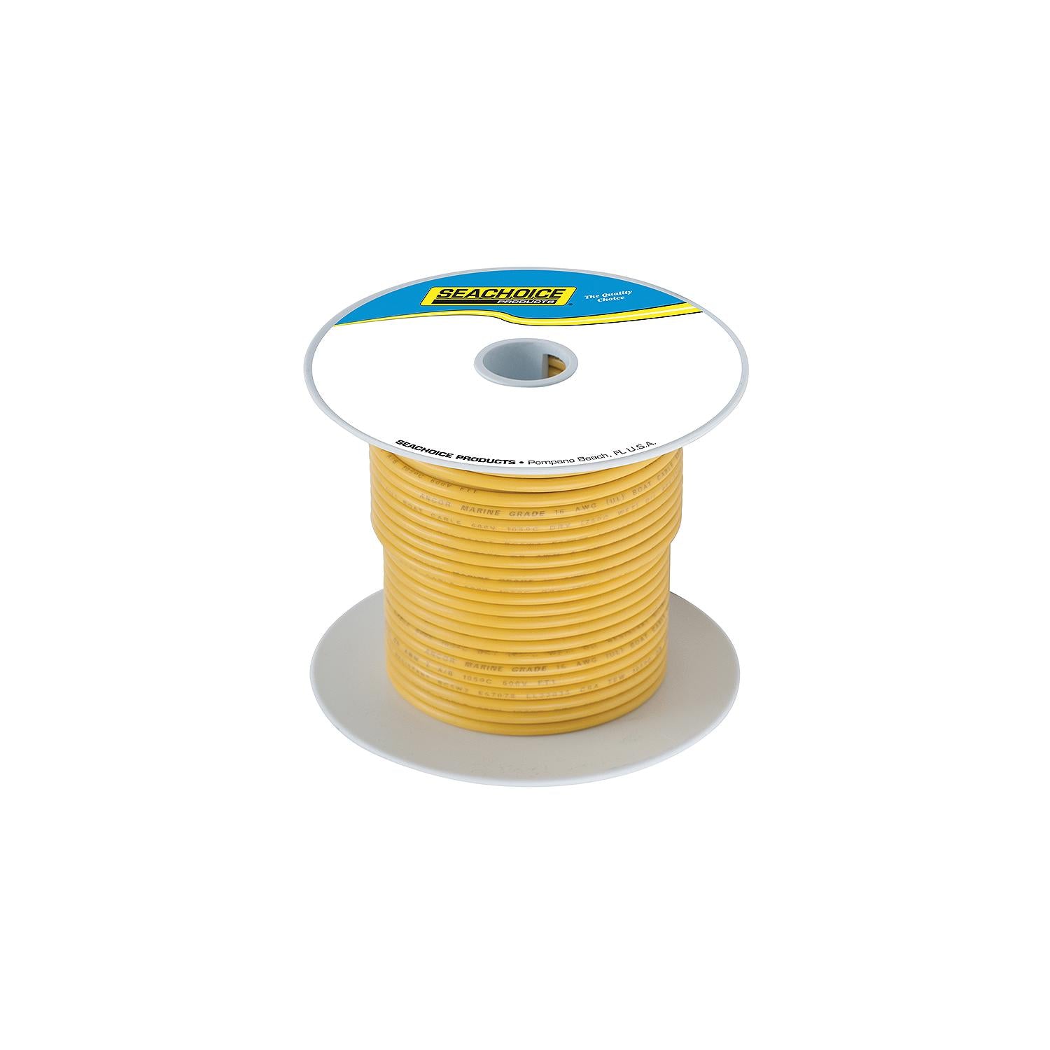 Seachoice 63107 Tinned Copper Marine Wire, 14 AWG, Yellow, 100'