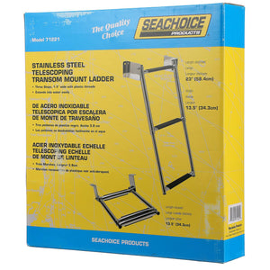 Seachoice 71221 Telescoping Transom Mount Stainless Steel 3-Step Ladder