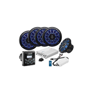 Seachoice 72123 In-Dash Audio Package, Square Gauge, Black, Speakers, 1 pr