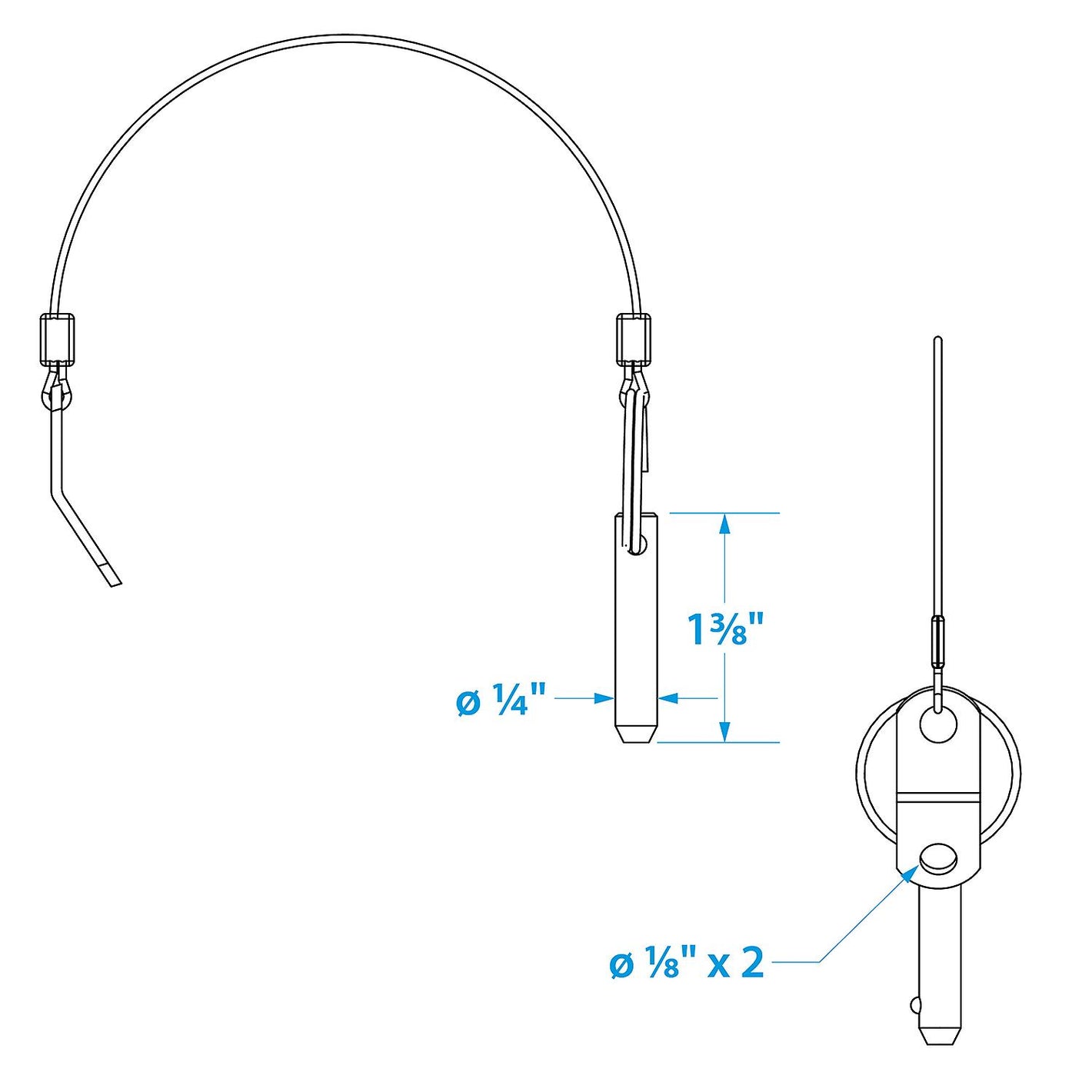 Stainless Steel Quick-Disconnect Release Pins, 2/PK