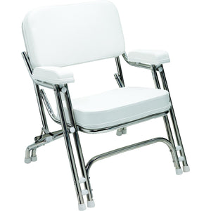 Seachoice 78503 Folding Deck Chair, Aluminum, White