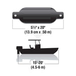 Seachoice 79261 Twin Eye Ribbed Fender Kit (Includes 2 5.5" x 20" Black Fenders and 2 Matching 3/8 x 5' Fender Lines)