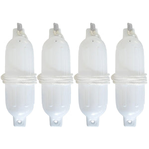 Seachoice 79291 Twin Eye Ribbed Fender Kit (Includes 4ea 4.5" x 16" White Fenders and 4 Matching 1/4 x 5' Fender Lines)