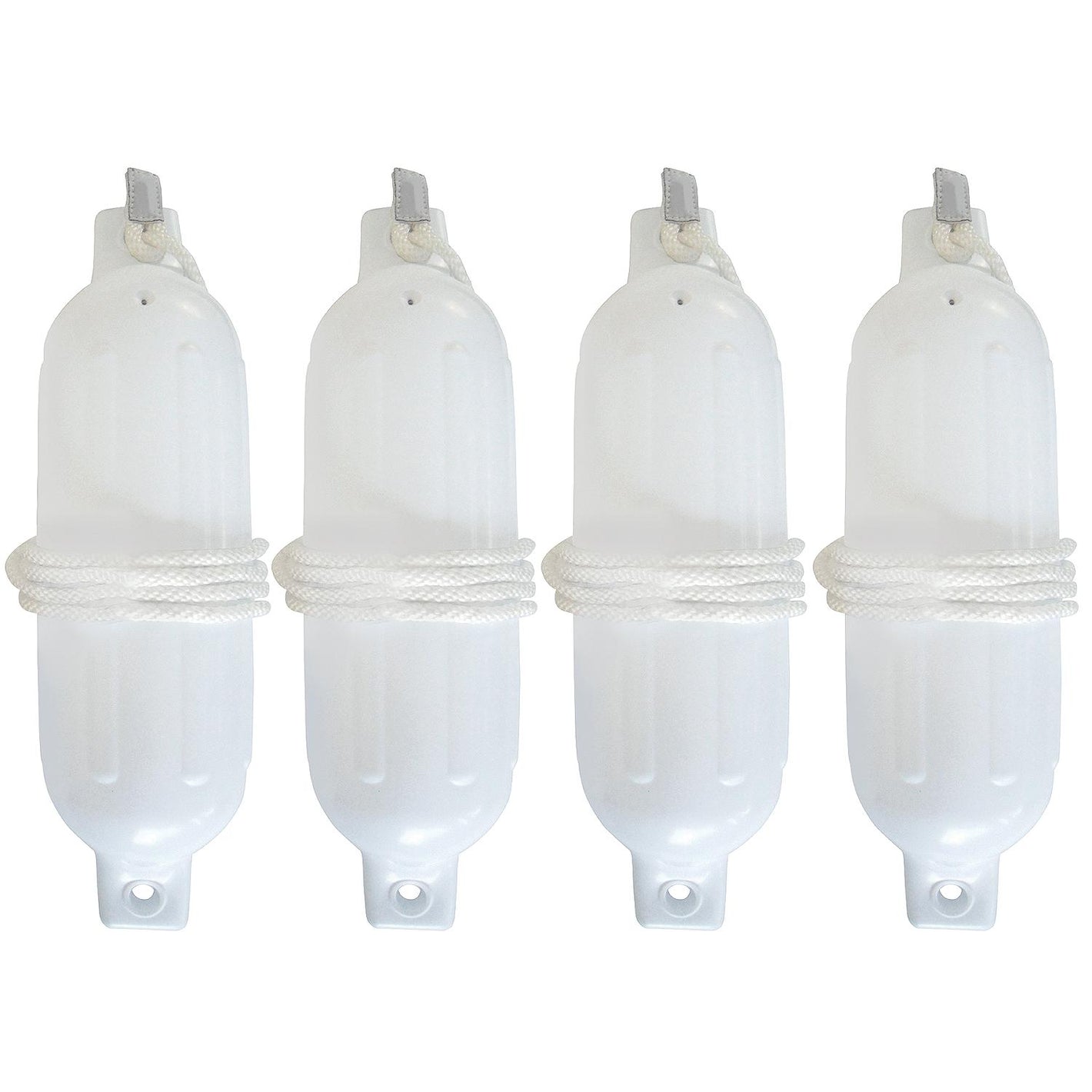 Twin Eye Ribbed Fender Kit, Includes (4) 4.5in x 16in White Fenders & (4) Lines