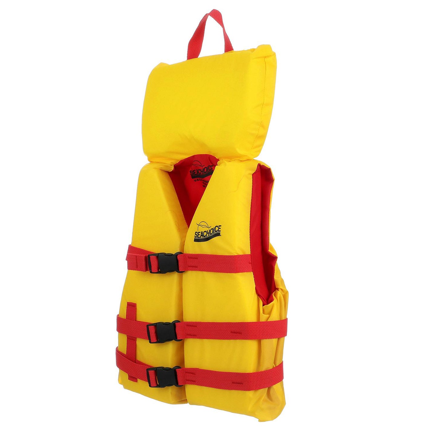 Seachoice 86120 Type ll  Childrens Vest 
Youth, Red/Yellow Life Vest With Pop-Up Pillow