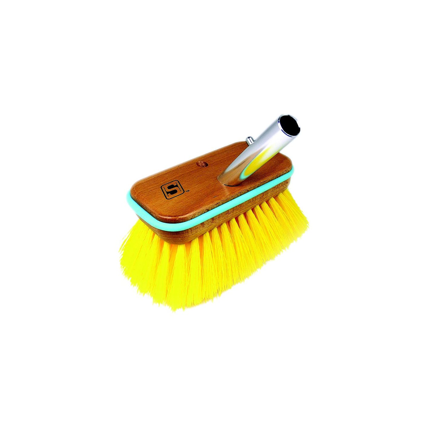 Seachoice 90454 Deck Brush with Bumper - Wood, Size: 6", Medium (Yellow Poly)