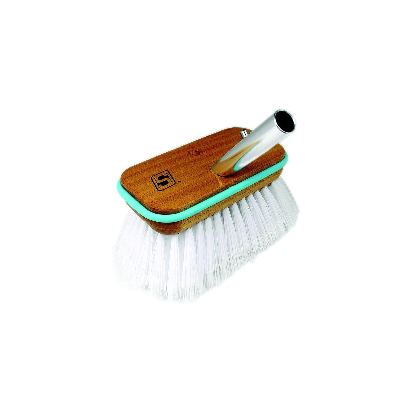 Seachoice 90456 Deck Brush with Bumper - Wood, Size: 6", Stiff (White Poly)
