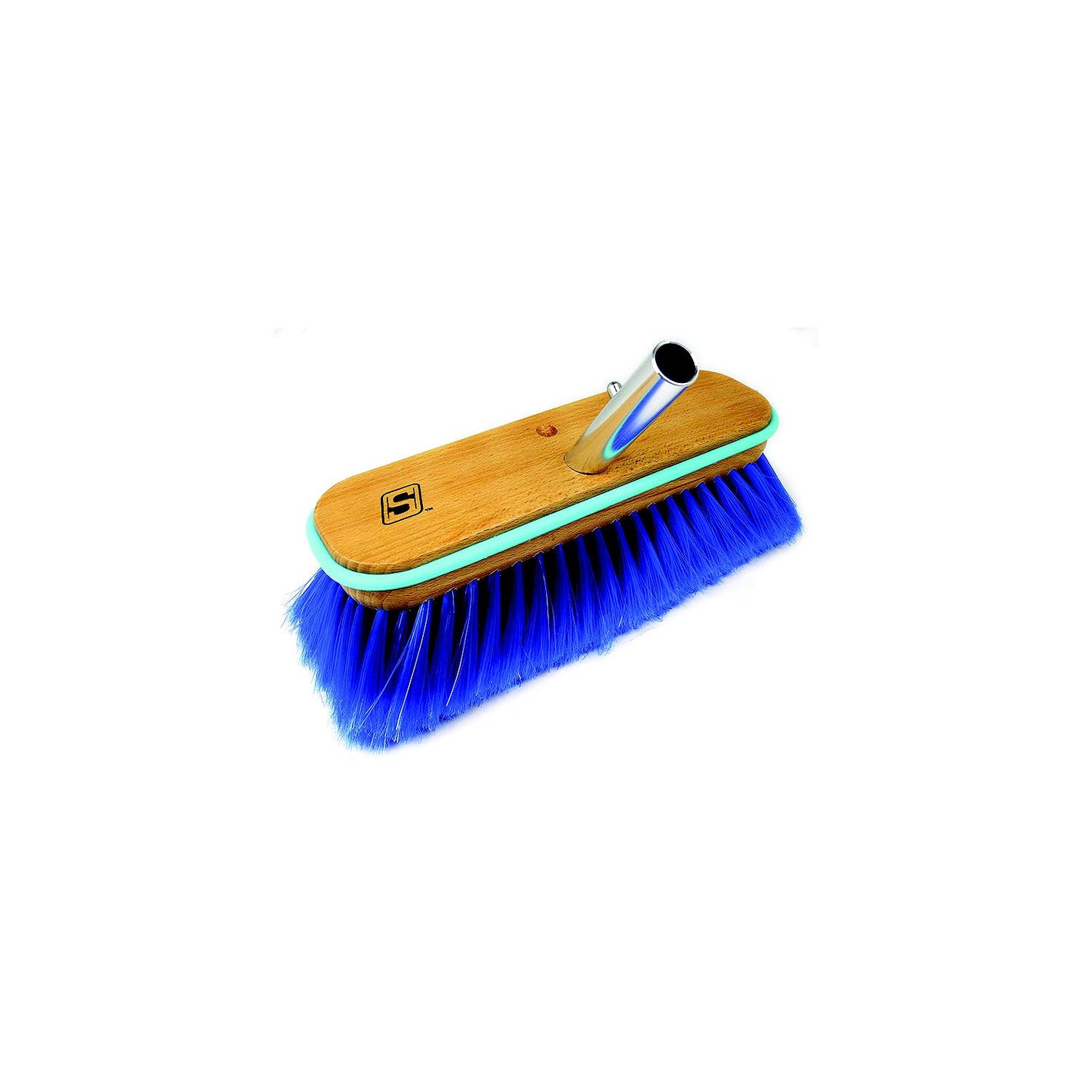 Seachoice 90461 Deck Brush with Bumper - Wood, Size: 10", Extra Soft (Blue Poly)
