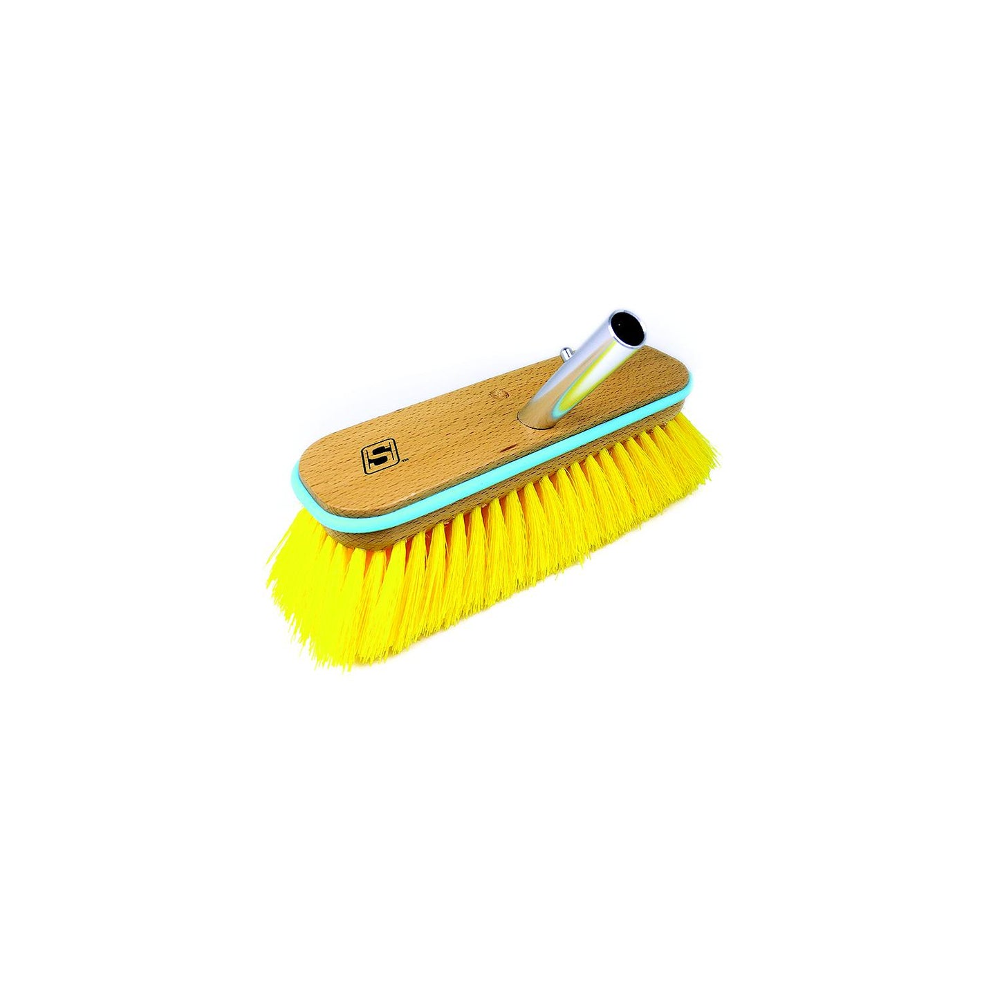 Seachoice 90464 Deck Brush with Bumper - Wood, Size: 10", Medium (Yellow Poly)