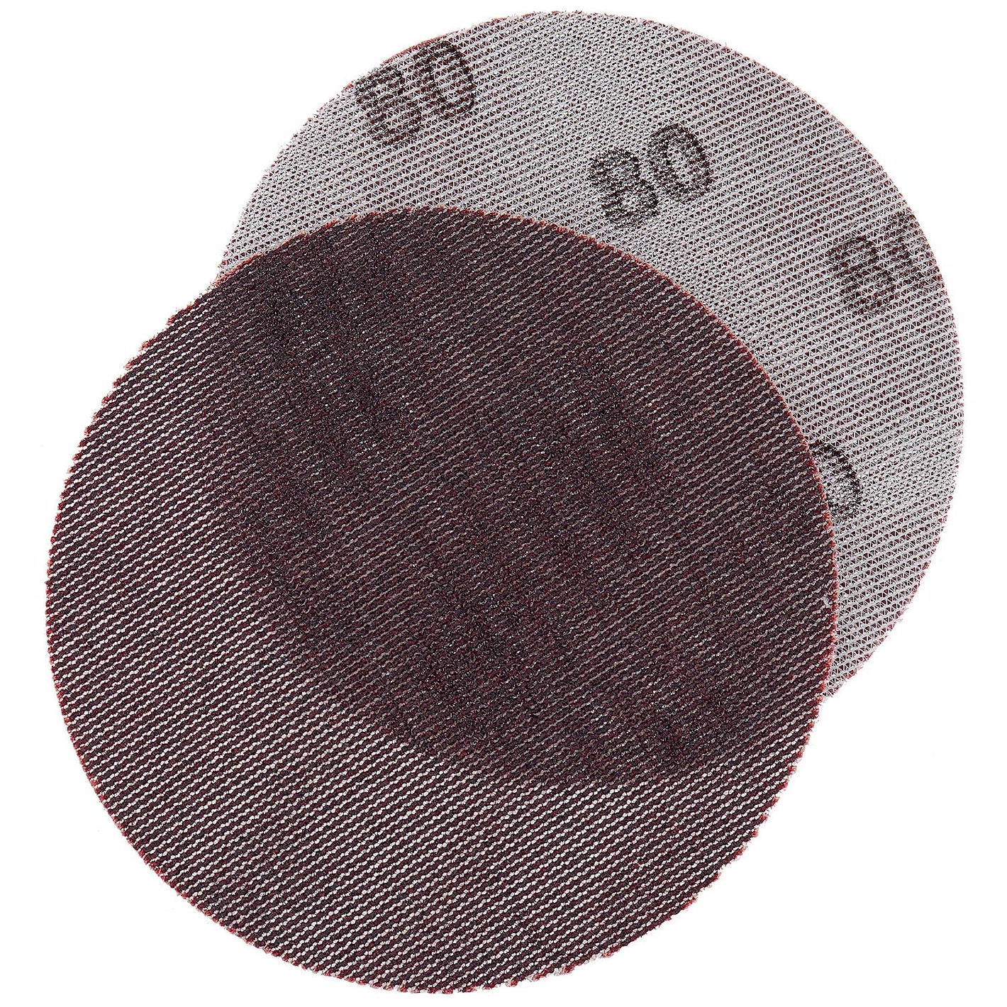 Seachoice 91918 Dust Free Aluminum Oxide Mesh Hook & Loop Discs - Closed Coat, Grade 80, Brown, 25/pk