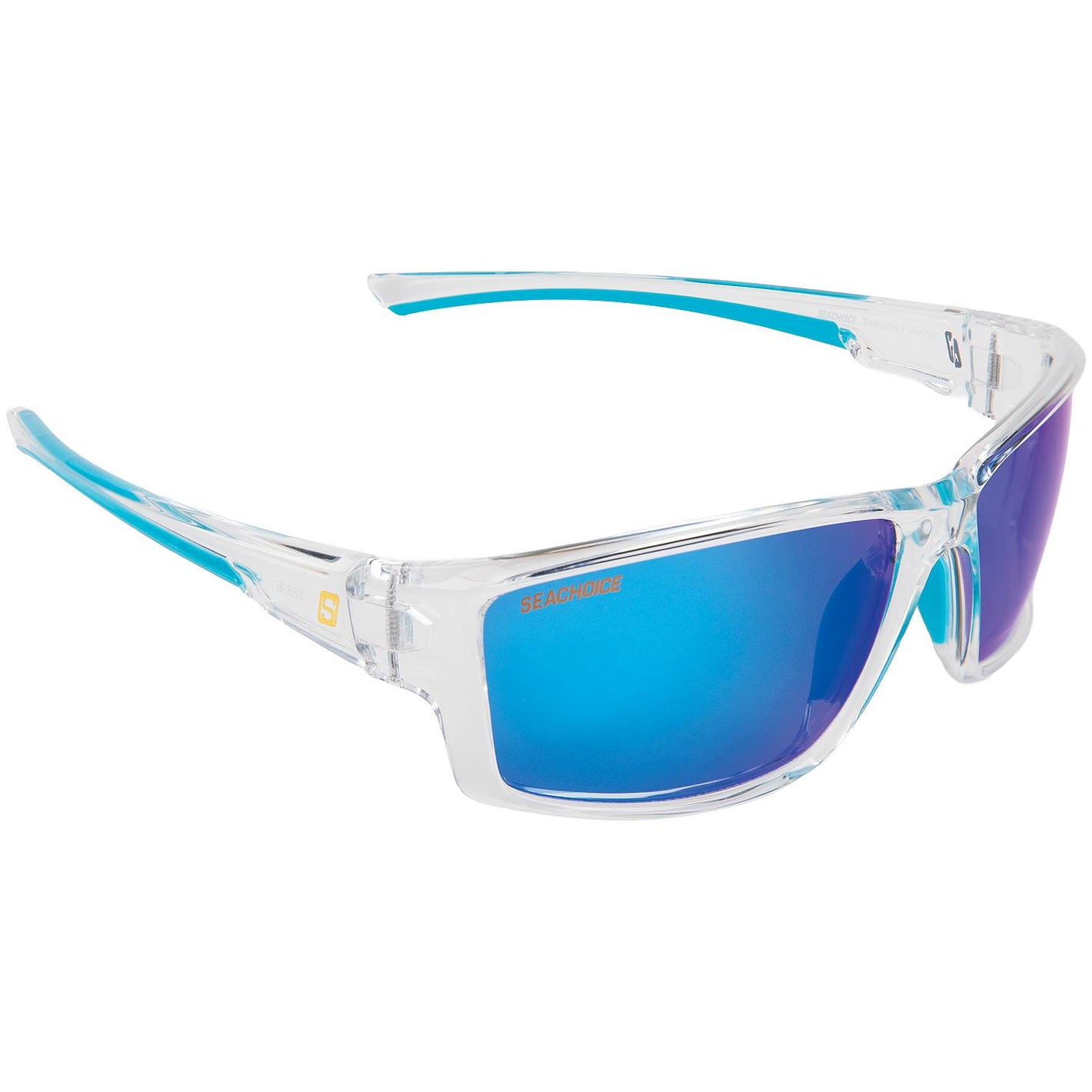 Seachoice 98806 "Seaspray" Polarized Sunglasses, Frame: Shiny Clear, Lens: Blue Mirror