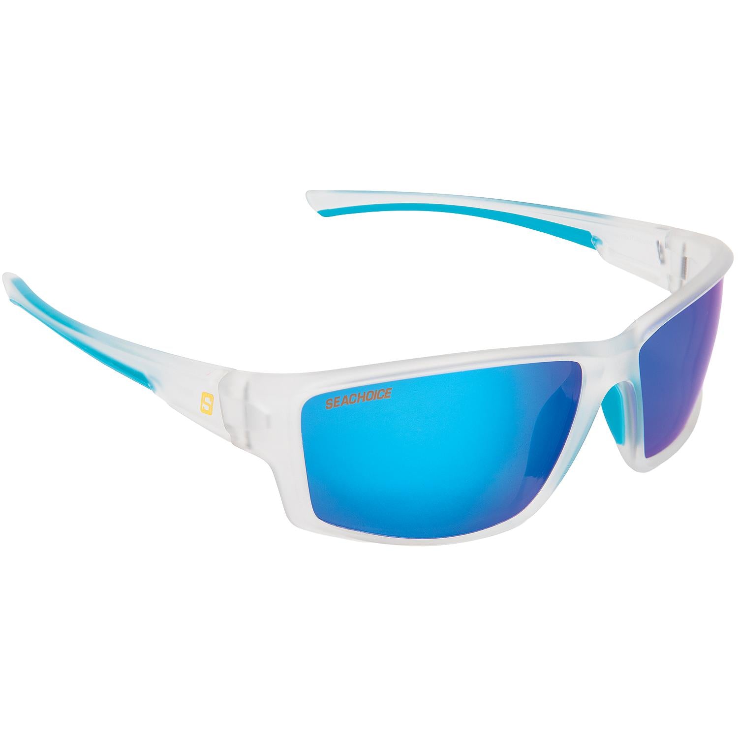 Seachoice 98807 "Seaspray" Polarized Sunglasses, Frame: Matte Clear, Lens: Blue Mirror