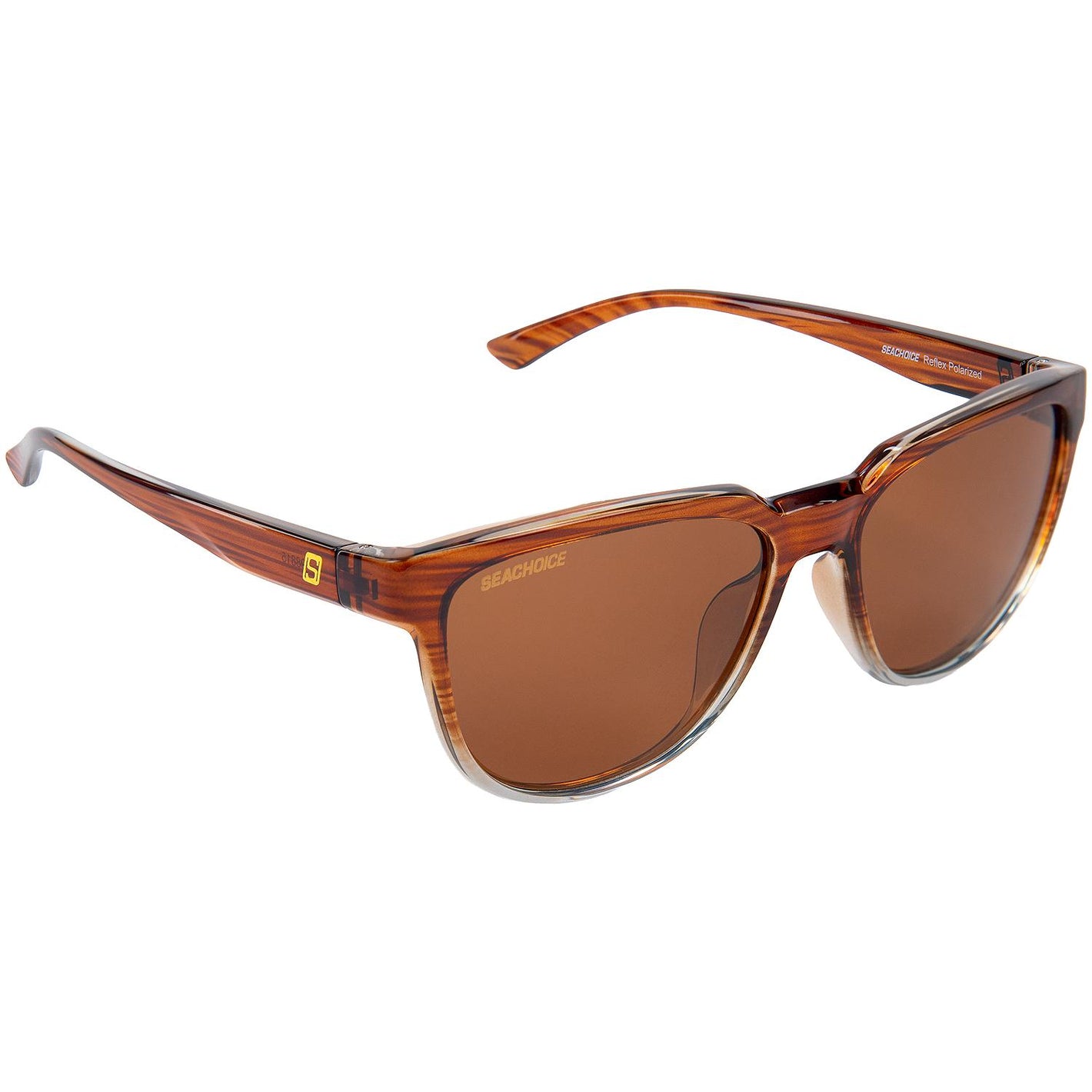 Reflex Polarized Sunglasses, Frame: Shiny Woodgrain, Lens: Brown