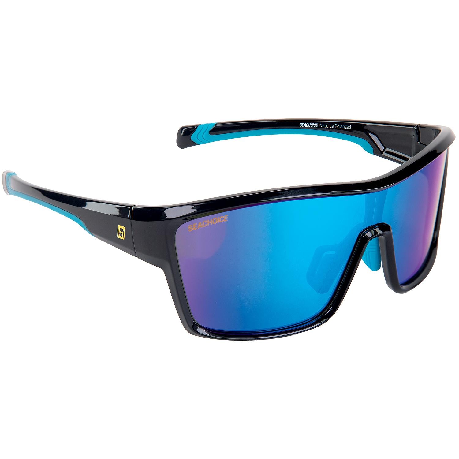 Seachoice 98817 "Nautilus" Polarized Sunglasses, Frame: Shiny Black, Lens: Blue Mirror