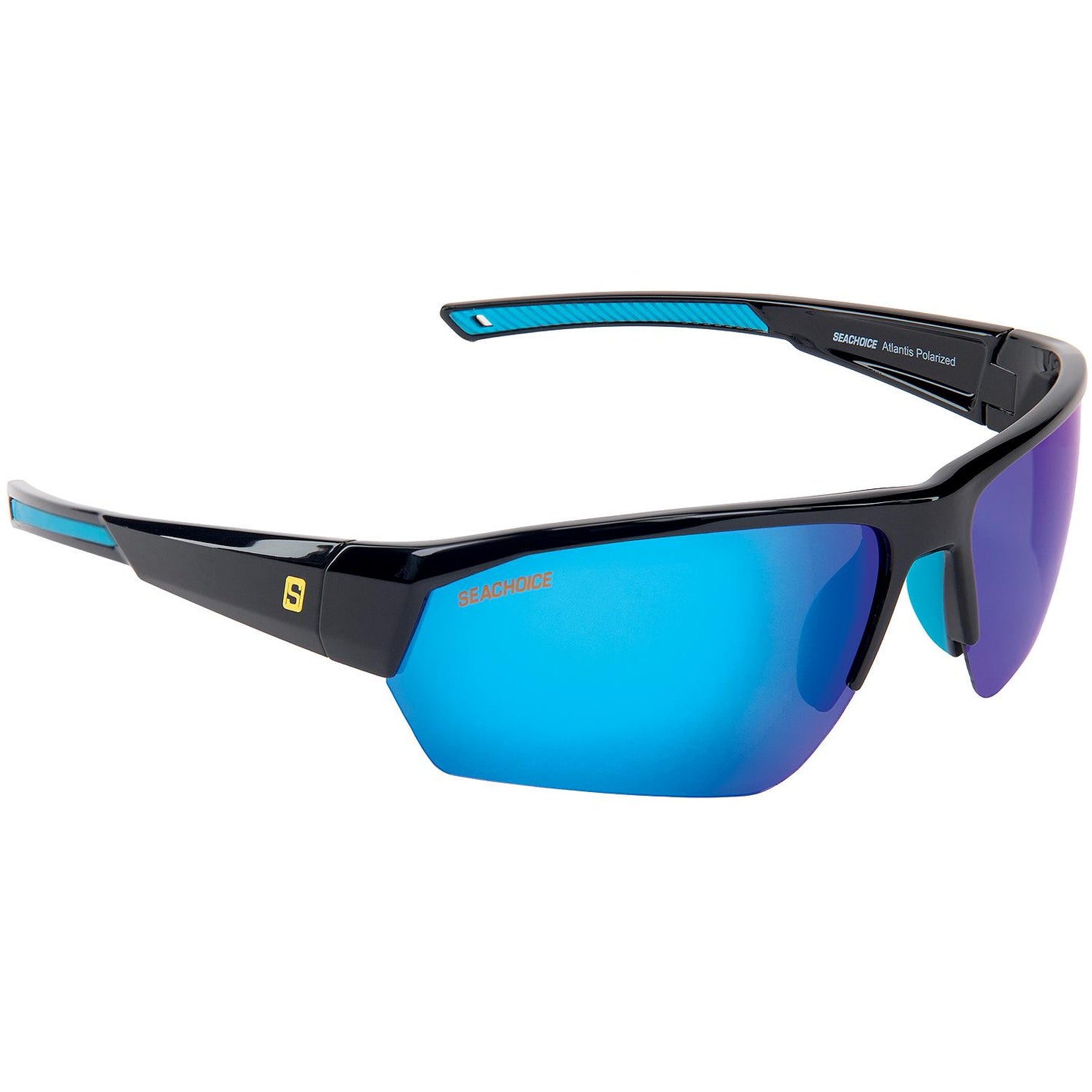Atlantis Polarized Sunglasses, Frame: Shiny Black, Lens: Blue Mirror