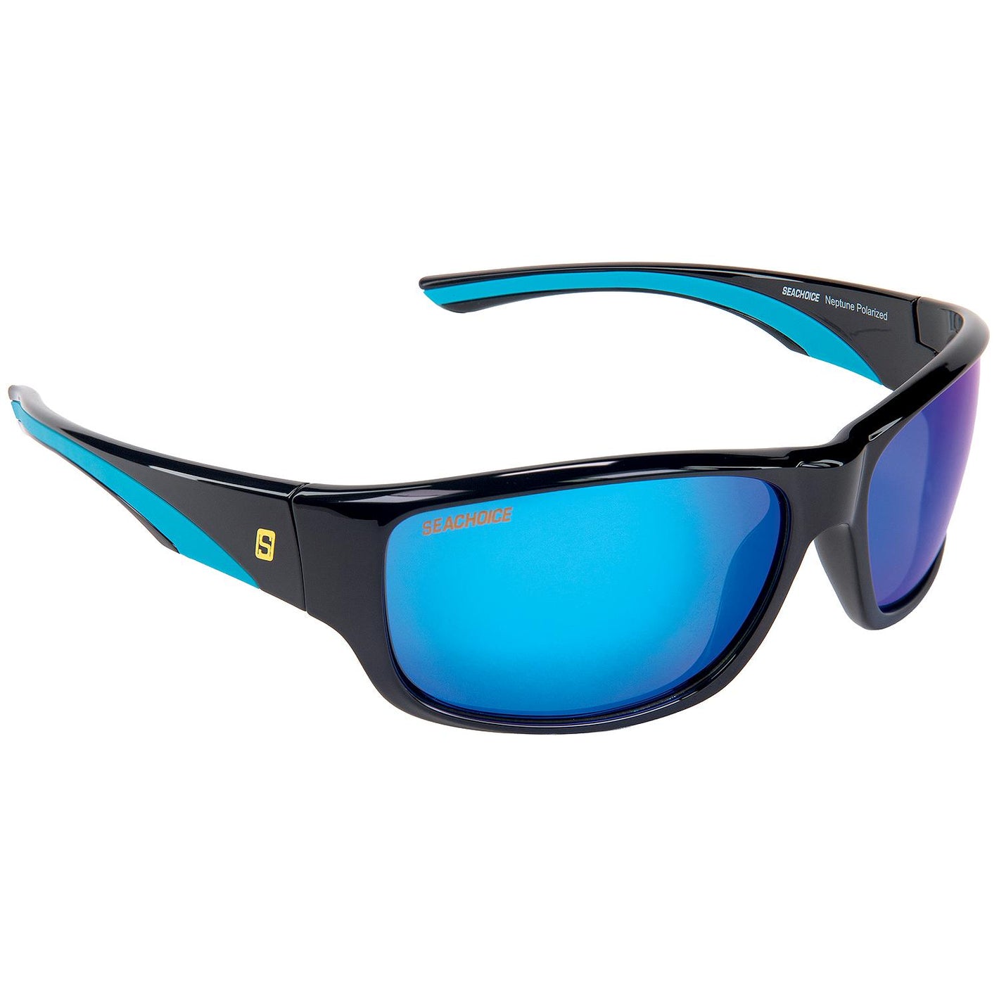 Neptune Polarized Sunglasses, Frame: Shiny Black, Lens: Blue Mirror