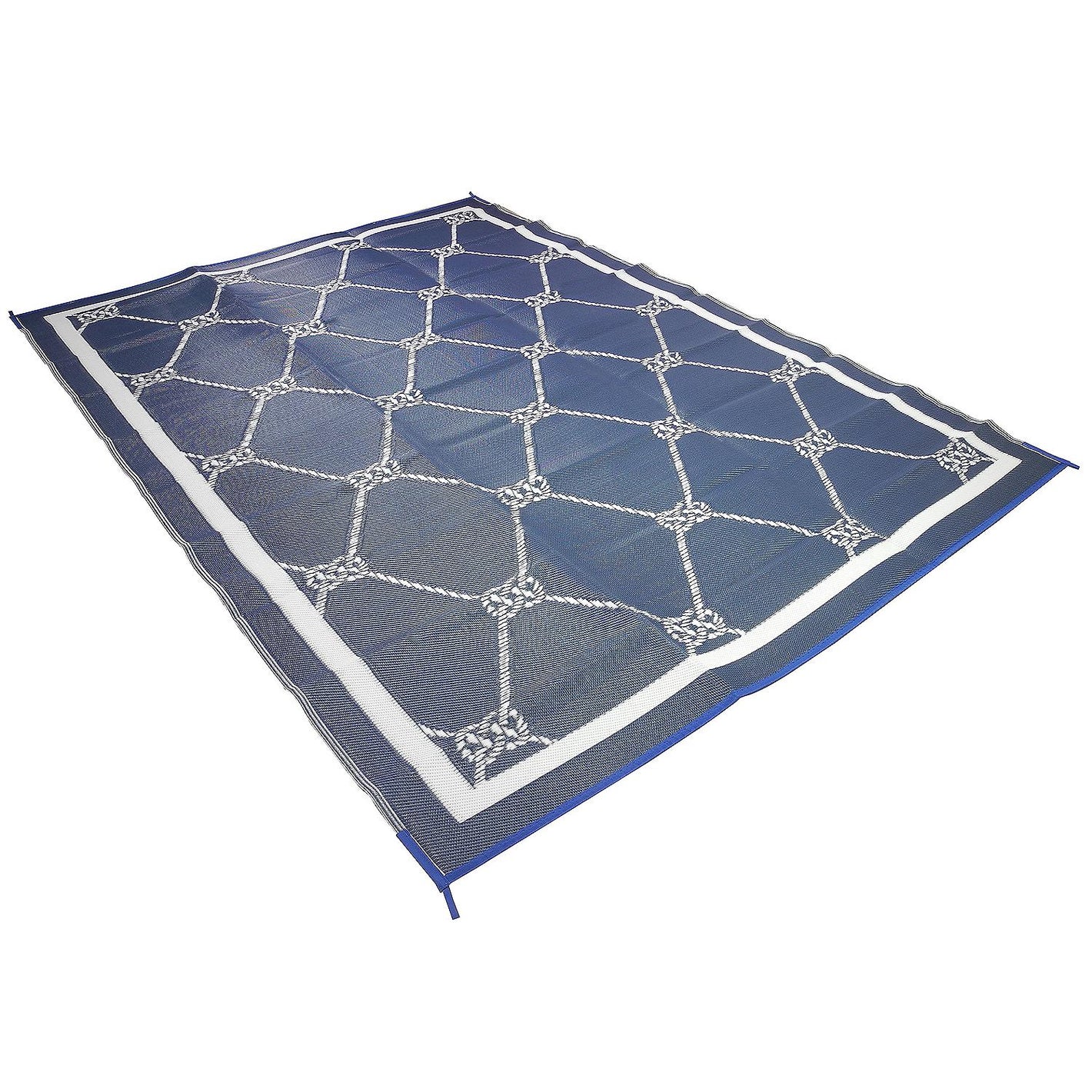 FulTyme RV 6066 Outdoor Patio Mat, Blue/White, 8' x 16'